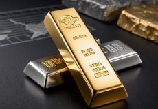 شمش‌های طلا و پلاتین در کنار هم که ارزش بالا و کمیابی پلاتین را در مقایسه با طلا نشان می‌دهد.