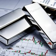 تصویر شمش‌های پلاتین با نمودارهای مالی گویای قیمت پلاتین امروز و روند بازار جهانی
