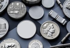 سکه‌های پالادیوم، رودیوم و ایریدیوم که نمایانگر فلزات گروه پلاتین مورد استفاده در صنعت هستند.